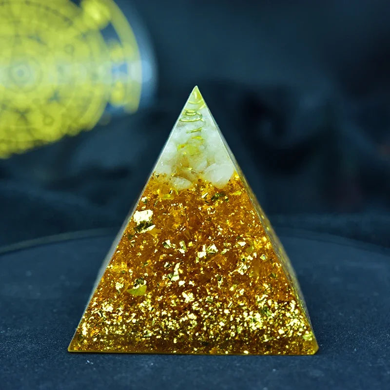 Nature Orgonite Pyramid with Gabriel Maripura Chakra and Citrine – Creativity and Balance Enhancer