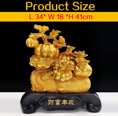 Chinese Style Feng Shui Resin Gold Pumpkin Figurine – Elegant Halloween Decoration