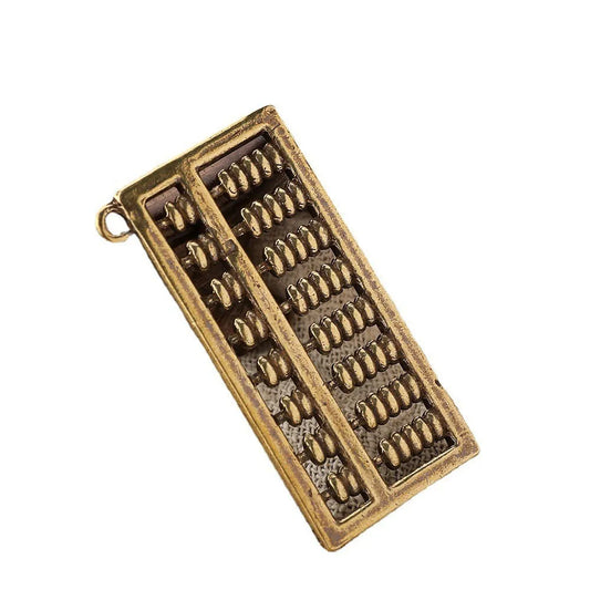 Vintage Brass Abacus Keychain Pendant – Feng Shui Lucky Figurine for Home Decoration