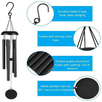 Vintage-Inspired Aluminum Wind Chimes – Soothing Musical Décor for Home and Nursery