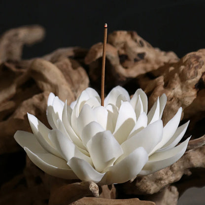 Large Ceramic White Lotus Incense Burner