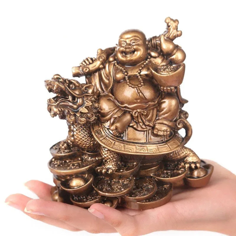 Resin God of Wealth Laughing Buddha Statue - Feng Shui Decor