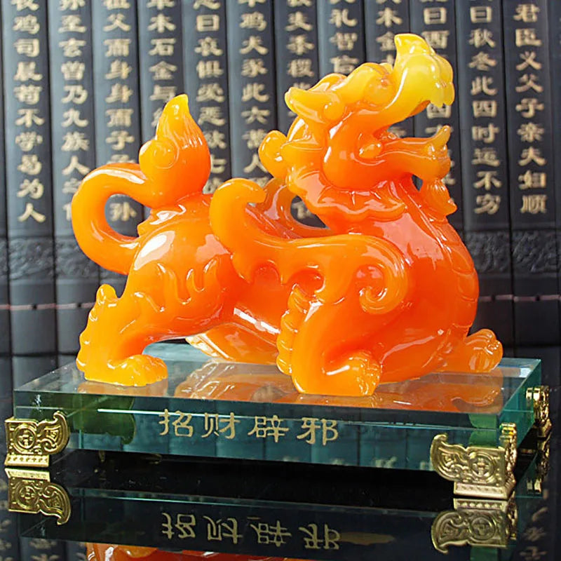 Imitation Jade Decorative Pixiu Ornament Statue Resin Modern Art Sculpture Home Living Room Office Feng Shui Statue