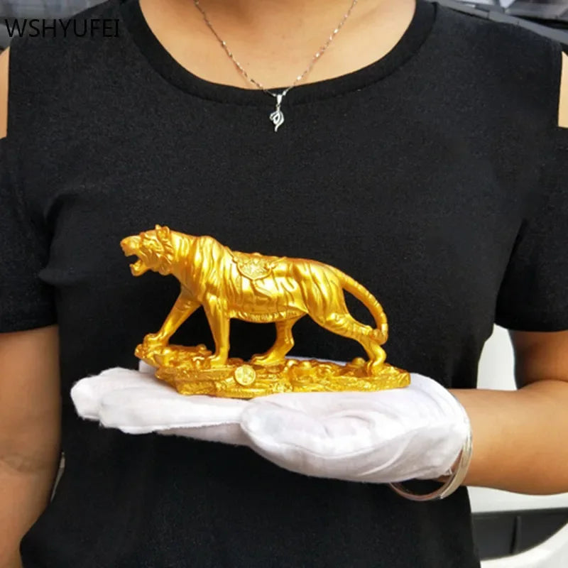 Lucky Little Tiger Feng Shui Ornament - Resin Animal Sculpture for Home and Office Decoration