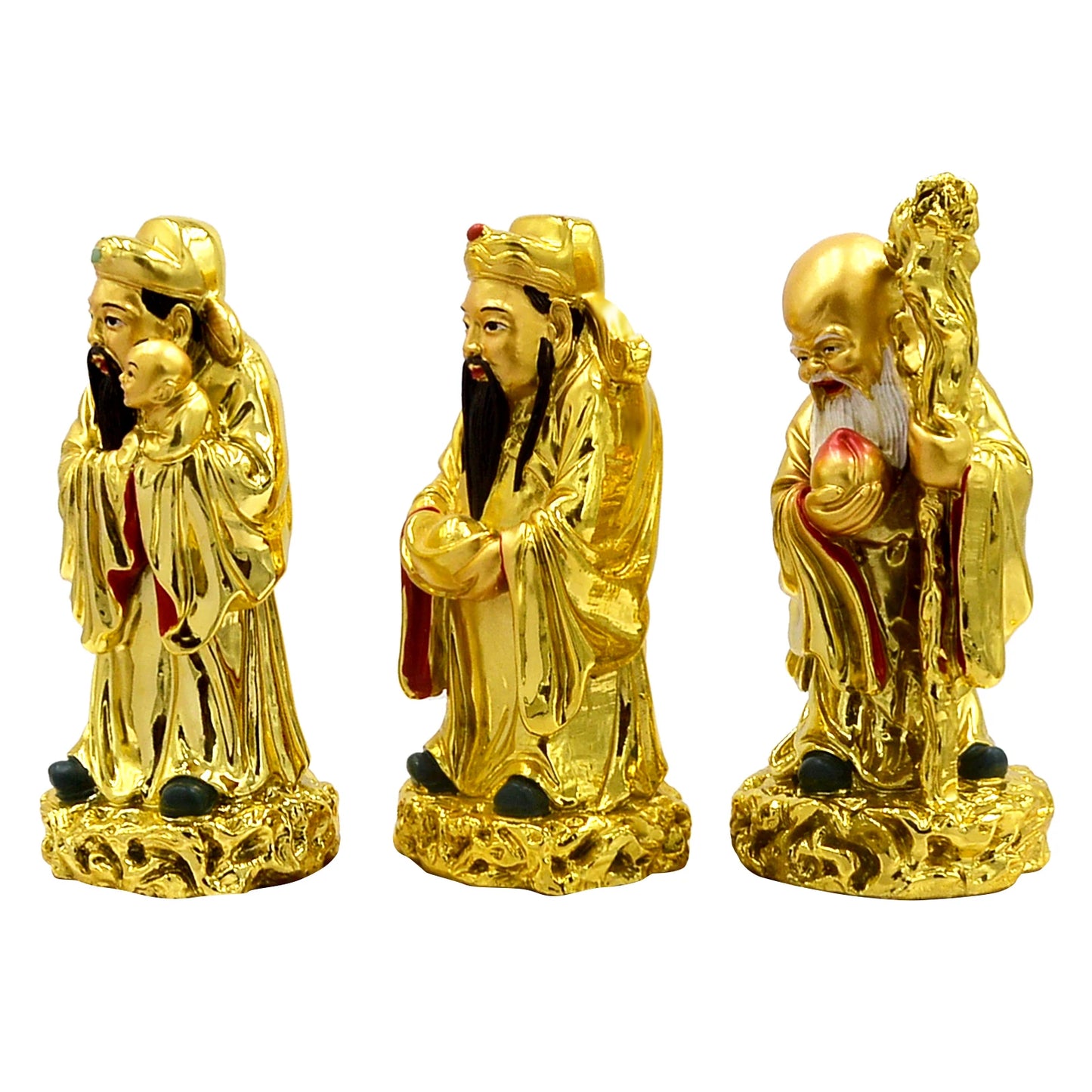 Feng Shui Fuk Luk Sau Statues - Deities of Health, Wealth, and Happiness