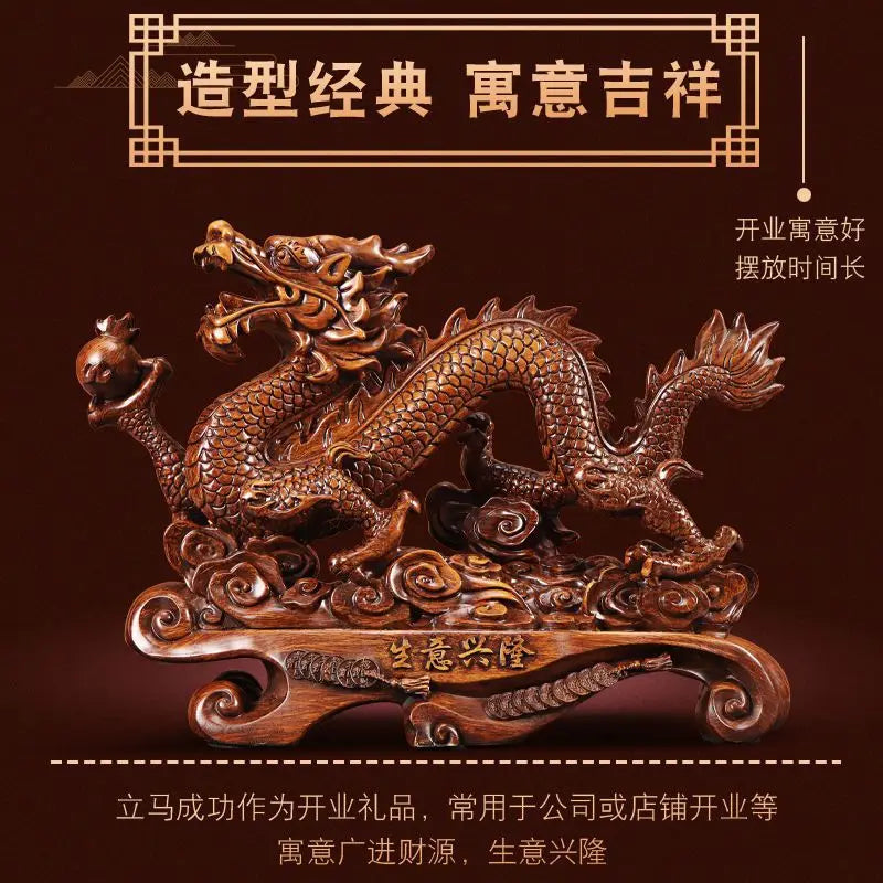 Feng Shui Golden Dragon Decoration - Wealth and Fortune Symbol