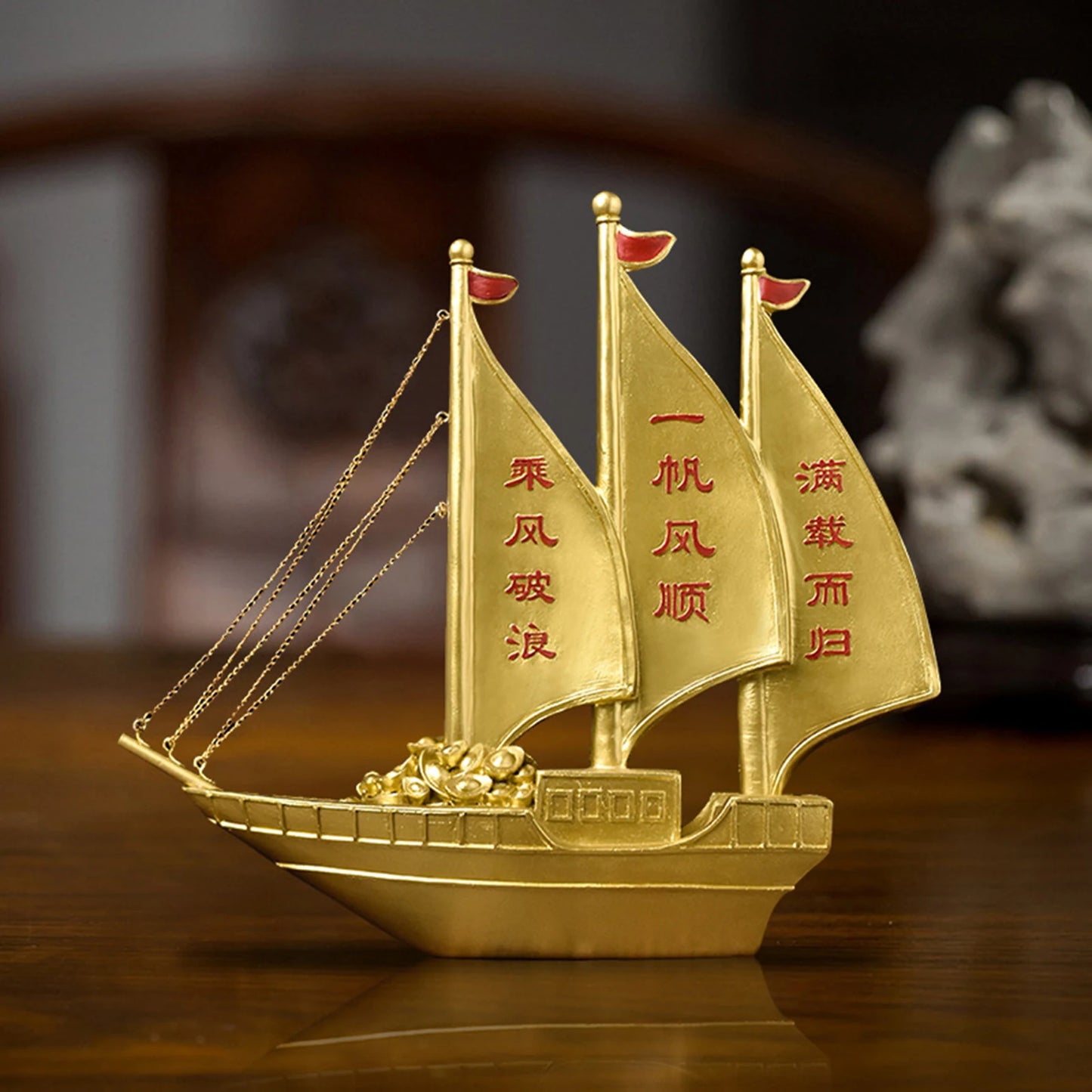 Collectible Sailing Boat Model - Feng Shui Smooth Sailing Decor for Home and Cafe