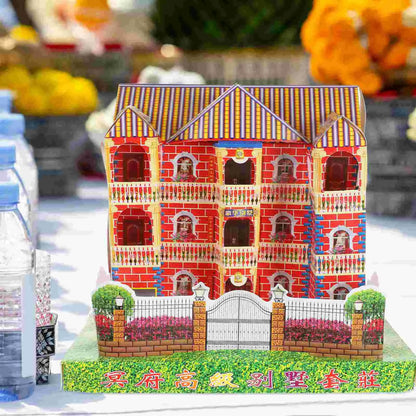 Paper Villa for Ancestor Worship – Traditional Offering for Incense and Sacrifices