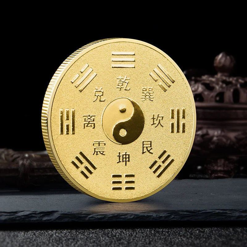 Chinese Tai Chi Lucky Coin - Feng Shui Dragon & Phoenix Symbol for Power, Prosperity, and Harmony