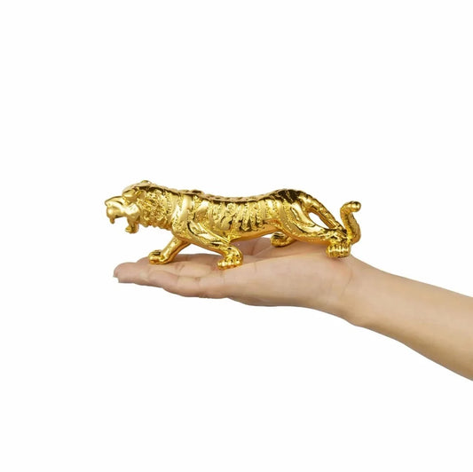 Elegant Resin Tiger Figurines - Chinese Zodiac Home Decor in Gold and Silver