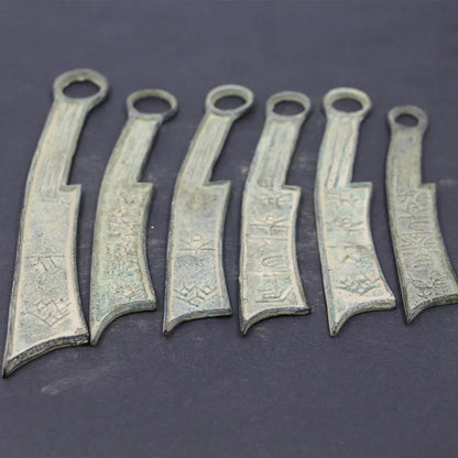 Old China Bronze Knife-Shaped Coins - Feng Shui Collectible for Wealth and Protection