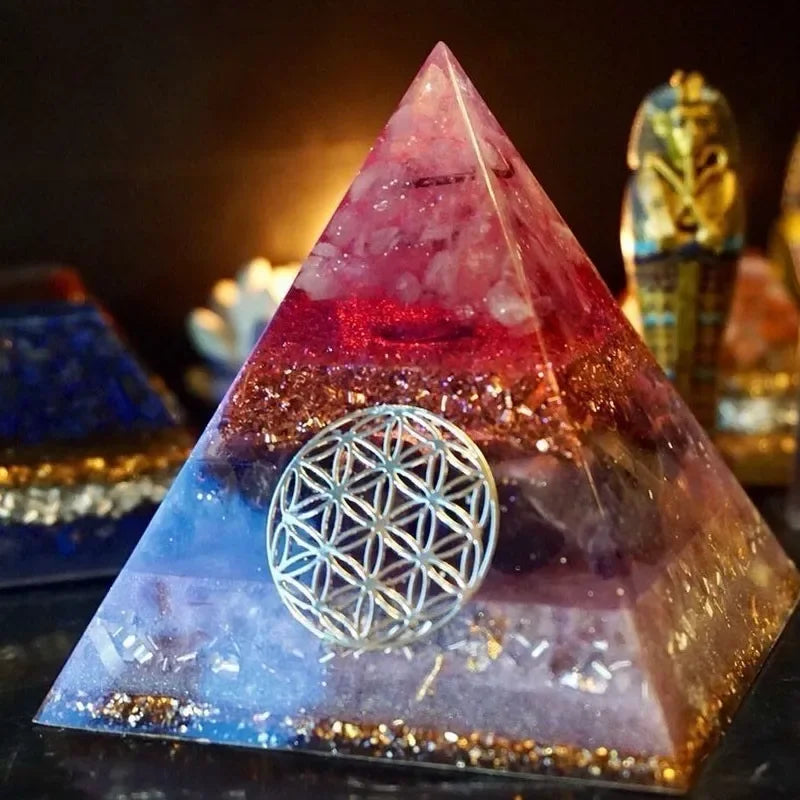 Orgon Energy Pyramid with Amethyst & Flower of Life – Emotional Balance and Spiritual Healing