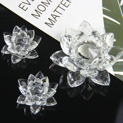 Feng Shui Crystal Lotus Flower Paperweight – Glass Ornaments for Home, Wedding, Party Decor