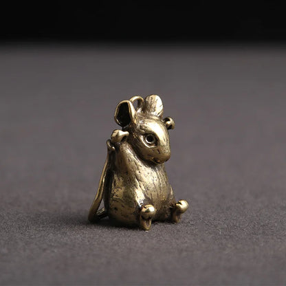 Chinese Zodiac Brass Mouse Figurine - Adorable Home Decoration and Gift