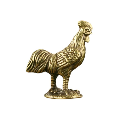 Antique Copper Rooster Figurine – Chinese Zodiac Animal Decoration