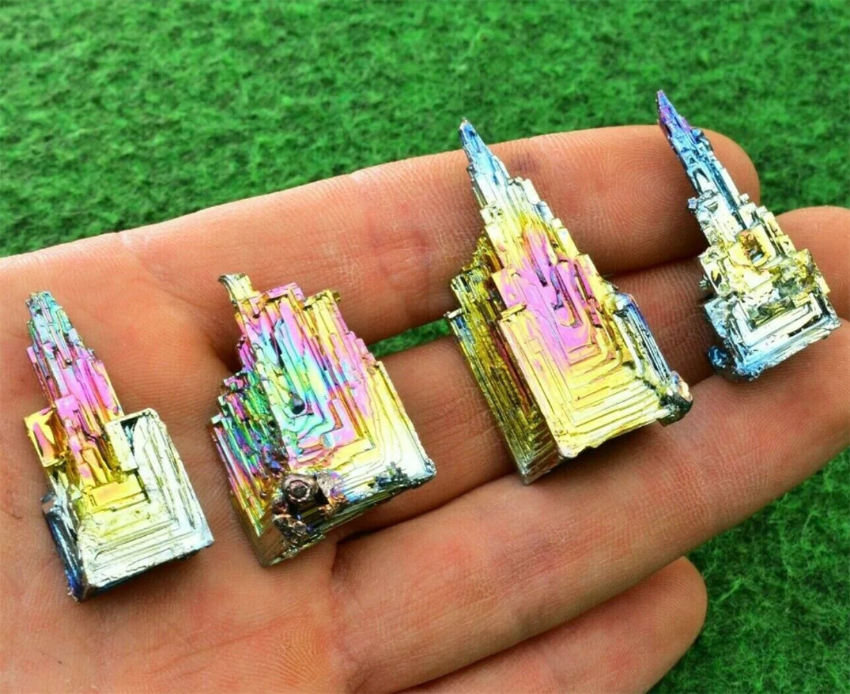 Natural Bismuth Tower – Unique Metal Mineral Crystal for Healing & Home Decor