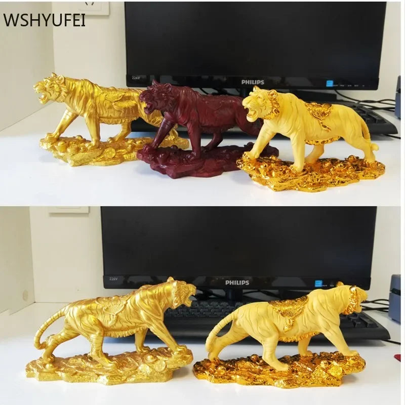 Lucky Little Tiger Feng Shui Ornament - Resin Animal Sculpture for Home and Office Decoration