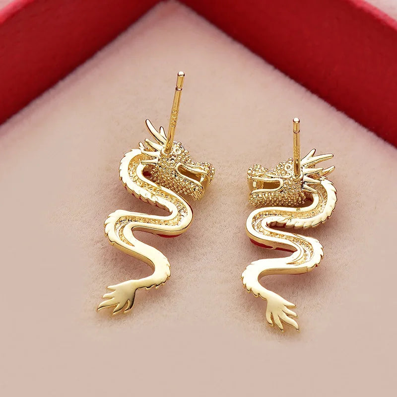 Red Dragon Earrings - Chinese Zodiac Fashion Accessory