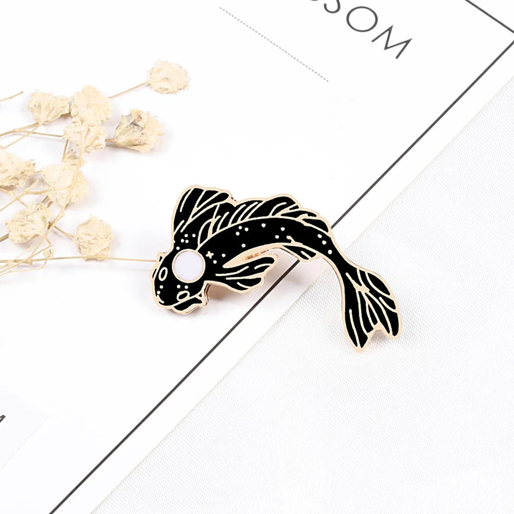 Yin Yang Fish Pins - Enamel Brooches for Prosperity and Style