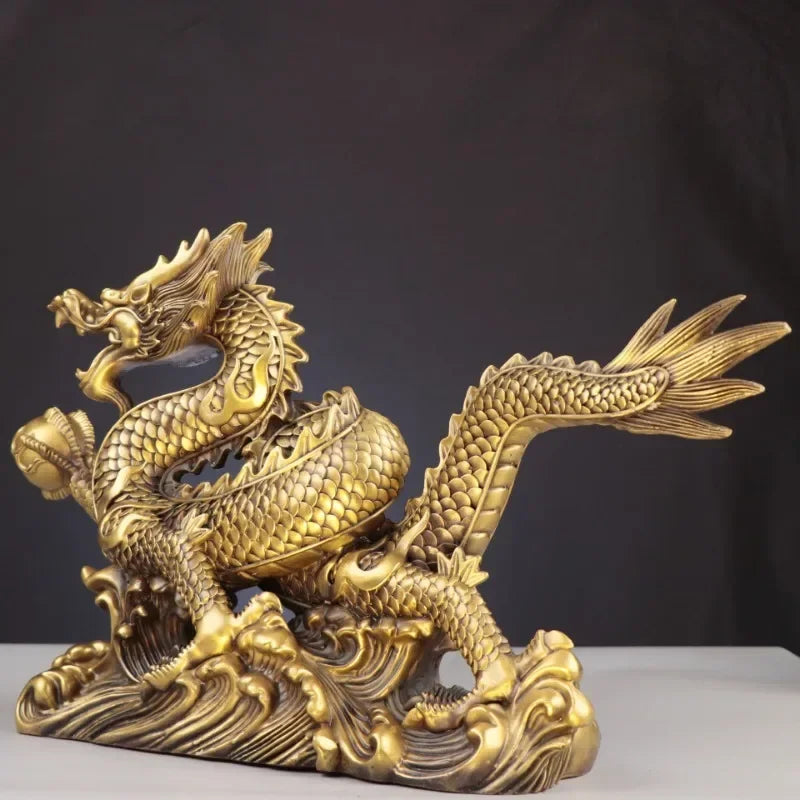 Pure Copper Dragon Figurine - A Symbol of Power and Prosperity