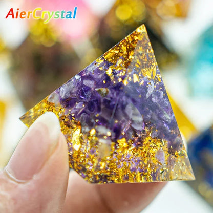 Natural Crystal Pyramid Energy Generator – Quartz Amethyst for Reiki Healing and Chakra Balancing