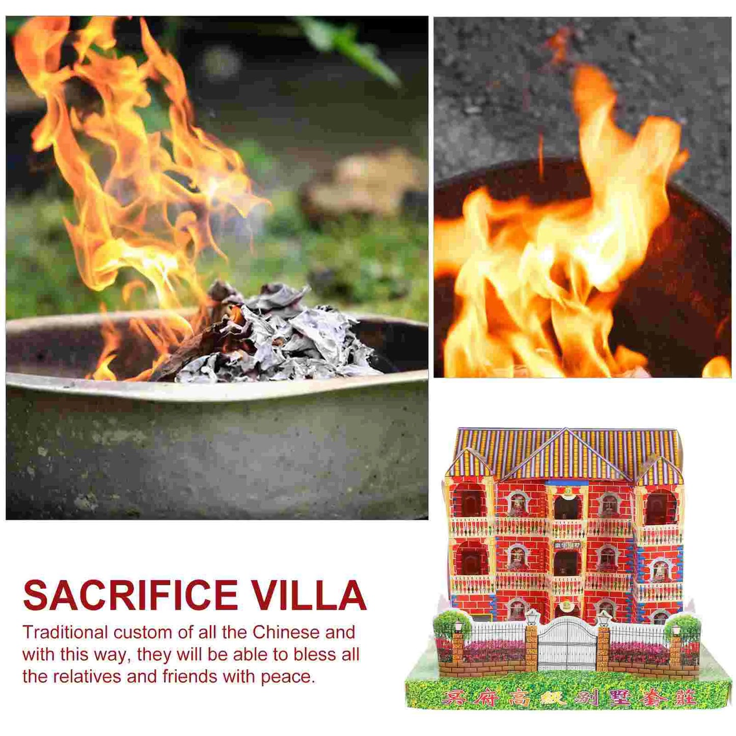 Paper Villa for Ancestor Worship – Traditional Offering for Incense and Sacrifices