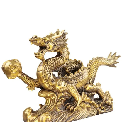 Pure Copper Dragon Figurine - A Symbol of Power and Prosperity