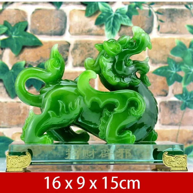 Imitation Jade Decorative Pixiu Ornament Statue Resin Modern Art Sculpture Home Living Room Office Feng Shui Statue