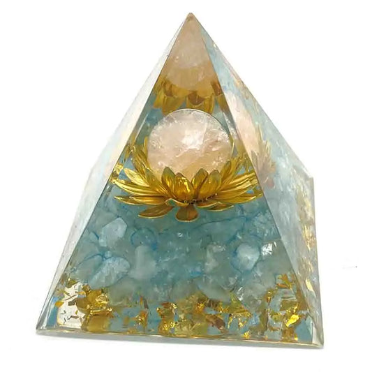 Aquamarine Orgonite Pyramid – Healing & EMF Protection