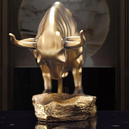 Modern Bull Figurine Cattle Statue Feng Shui Animal Sculpture Collection Crafts for Living Room Office Tabletop Home Decoration