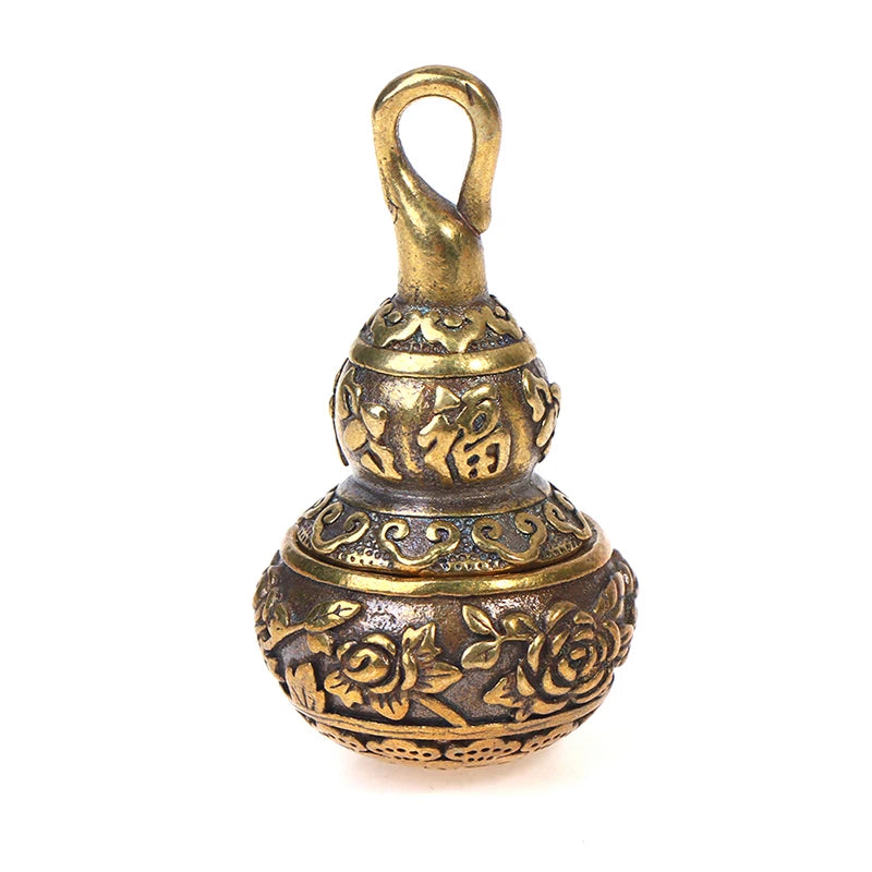 Feng Shui Chinese Brass Wu Lou Gourd, Treasure Statue Home Decoration Table Bookshelf Ornaments, Fortune Protection