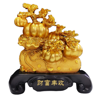 Chinese Style Feng Shui Resin Gold Pumpkin Figurine – Elegant Halloween Decoration