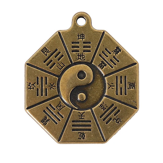 Brass Yin Yang Feng Shui Charms – Tai Chi, Bagua, and Five Elements Symbols for Harmony and Balance