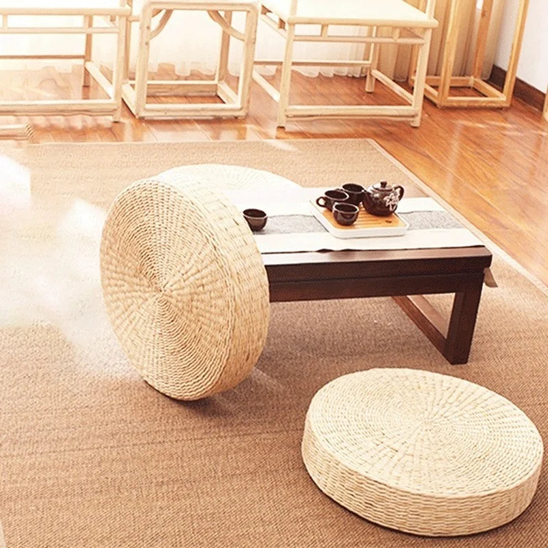 Handmade Round Grass and Wicker Chair Mat