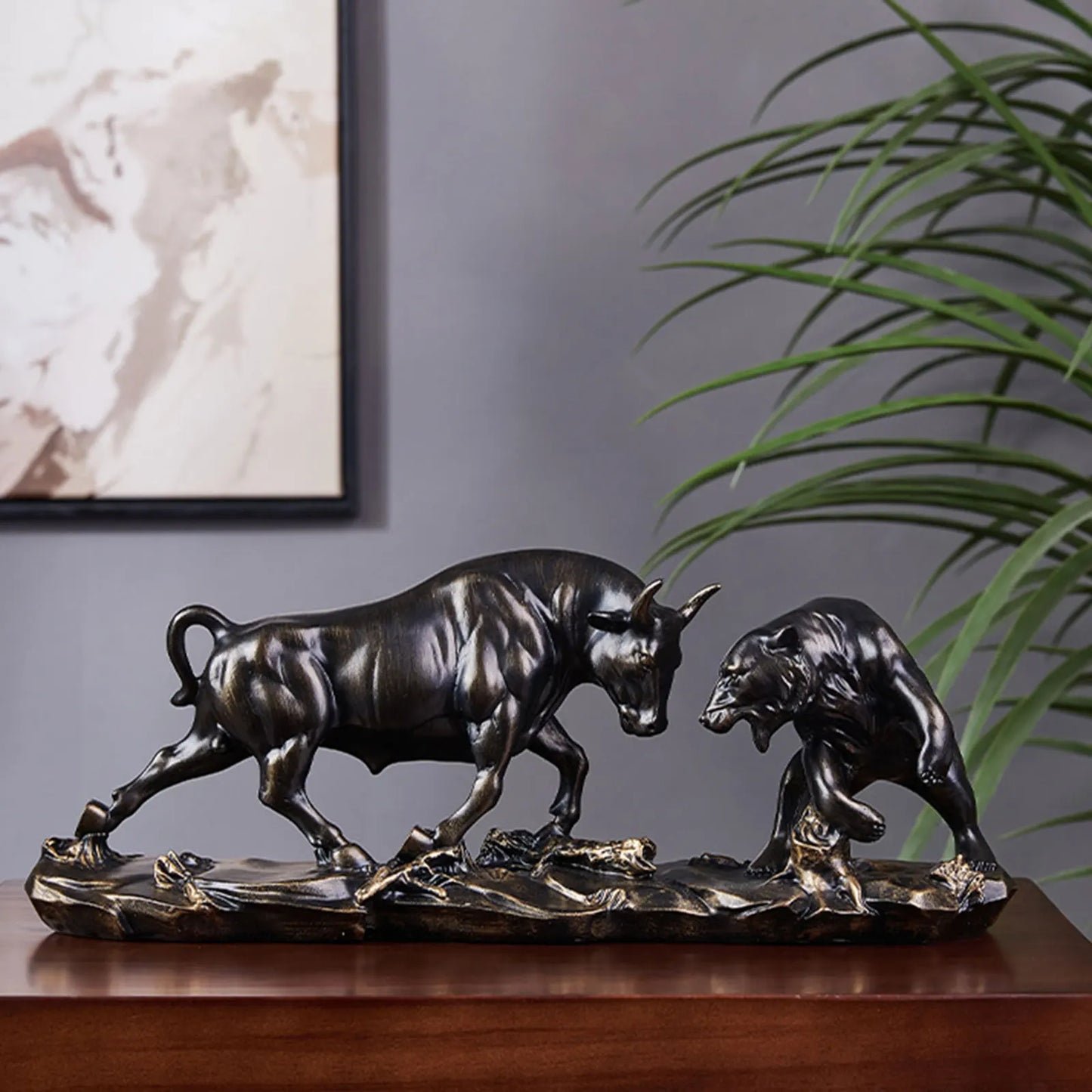 Feng Shui Bear and Bull Statue - Symbol of Market Strength