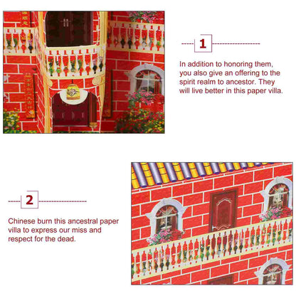 Paper Villa for Ancestor Worship – Traditional Offering for Incense and Sacrifices