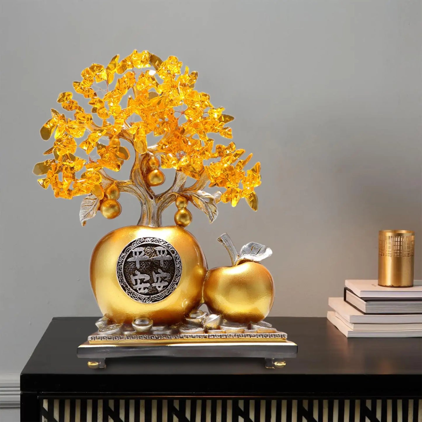 Feng Shui Money Tree Fruit Ornament – Premium Resin Bonsai Decor