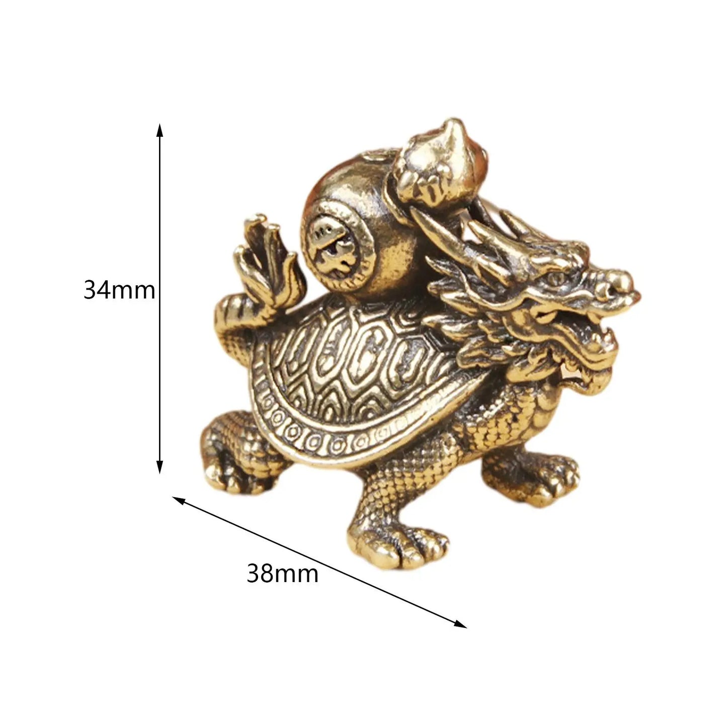 Wealth Brass Dragon Turtle Sculpture - Feng Shui Fortune Decor