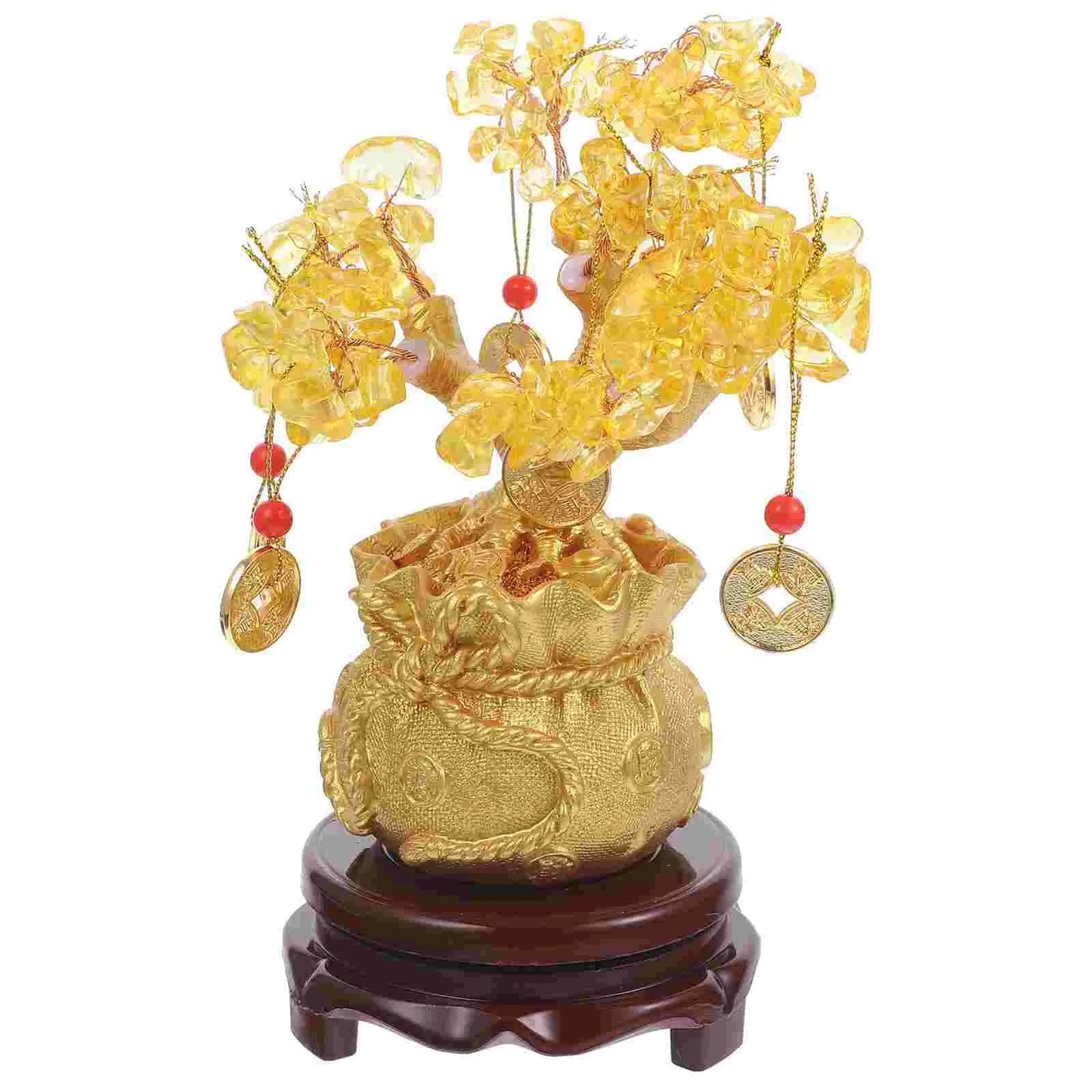 Crystal Money Tree in Money Bag - Feng Shui Wealth Ornament