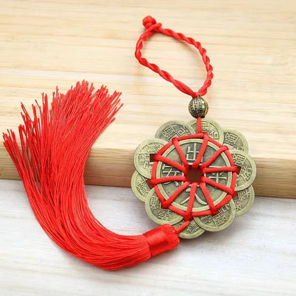 Chinese Lucky Coin Feng Shui Car Mirror Pendant for Good Fortune