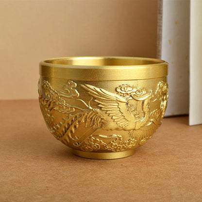 Brass Feng Shui Bowl Luck Hotelware Success Drinking Cup for Desk Study Wealth Success Good Luck Office Home Decoration