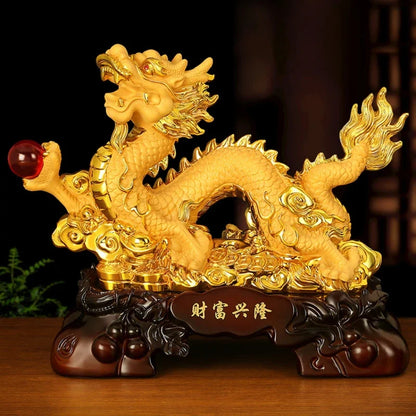 Resin Dragon Ornaments – Feng Shui Wealth Absorbing Home Decor for Christmas &amp; New Year Gifts