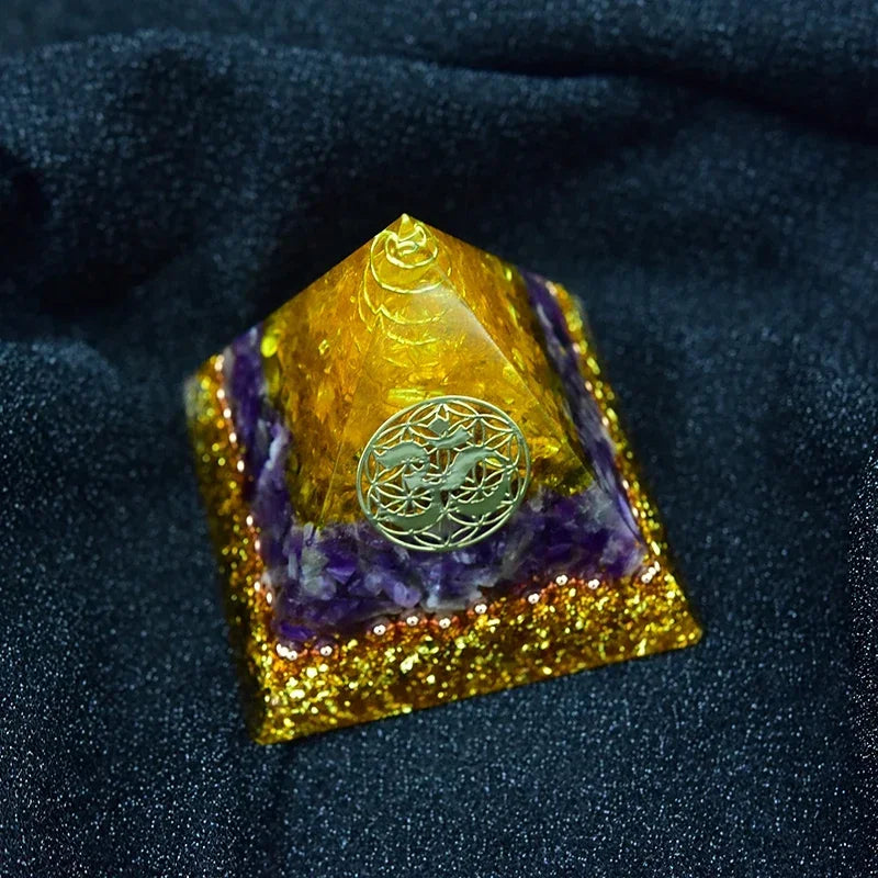 Aura Crystal Orgone Energy Converter Orgonite Pyramid – Tool for Energy Healing & Spiritual Growth