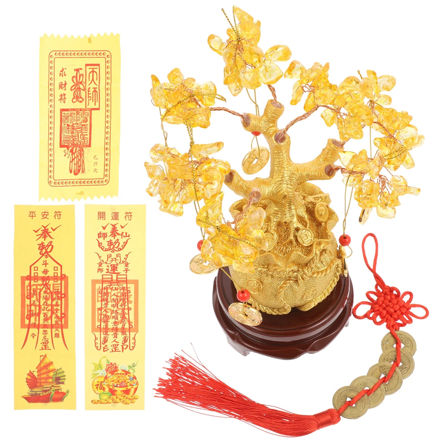 Crystal Money Tree in Money Bag - Feng Shui Wealth Ornament