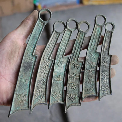 Old China Bronze Knife-Shaped Coins - Feng Shui Collectible for Wealth and Protection