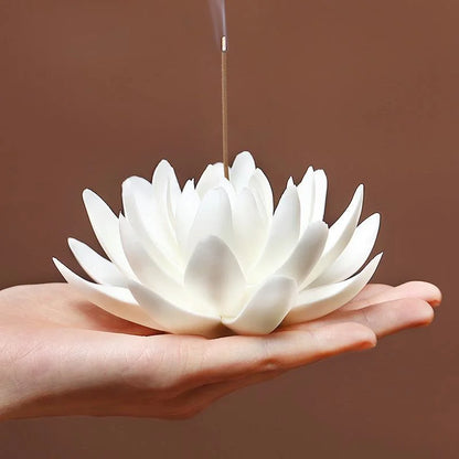 Large Ceramic White Lotus Incense Burner