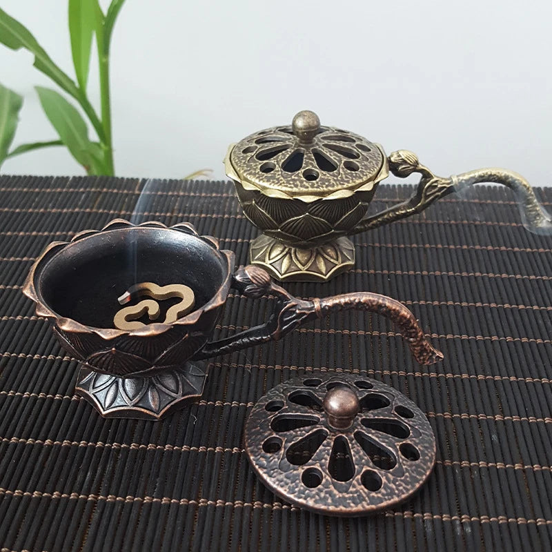 Lotus Flower Incense Burner With Handle