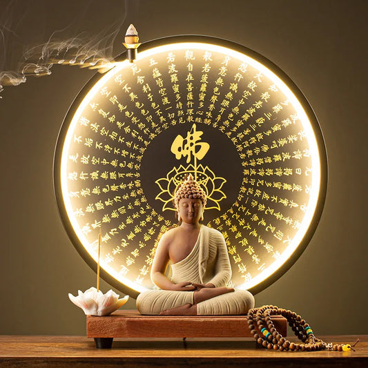 Sakyamuni Buddha Statue Ceramic Lamp Circle