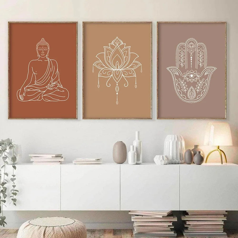 Mandala Buddha Lotus Abstract Wall Art Print – Canvas Painting for Tranquil Spaces