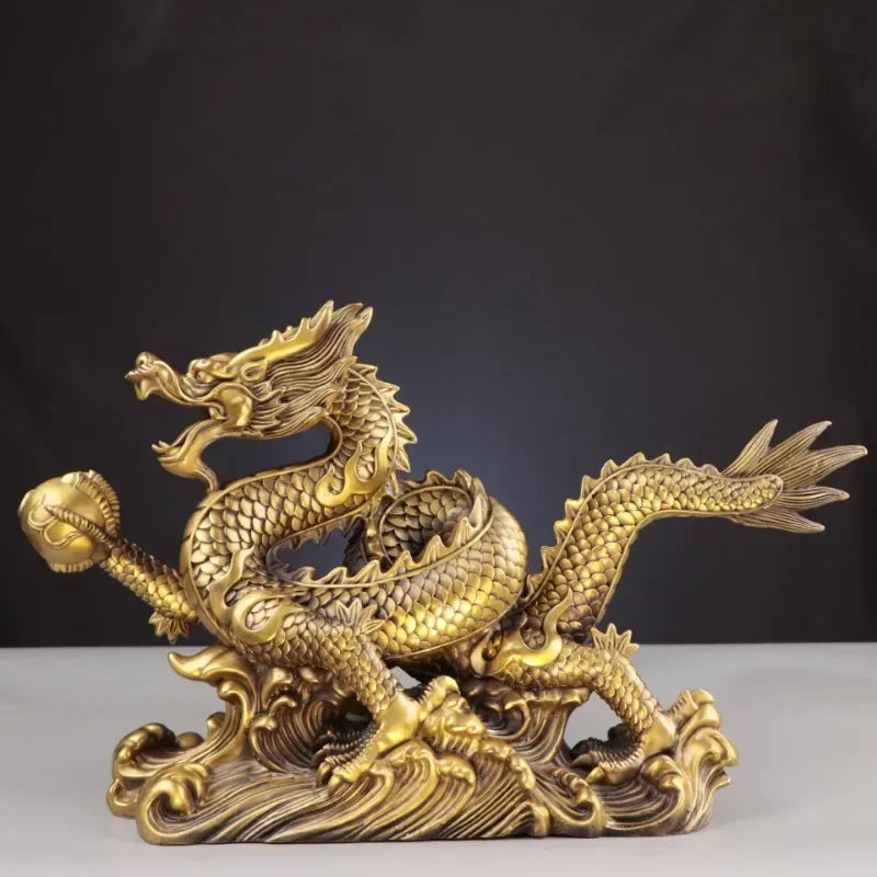 Pure Copper Dragon Figurine - A Symbol of Power and Prosperity